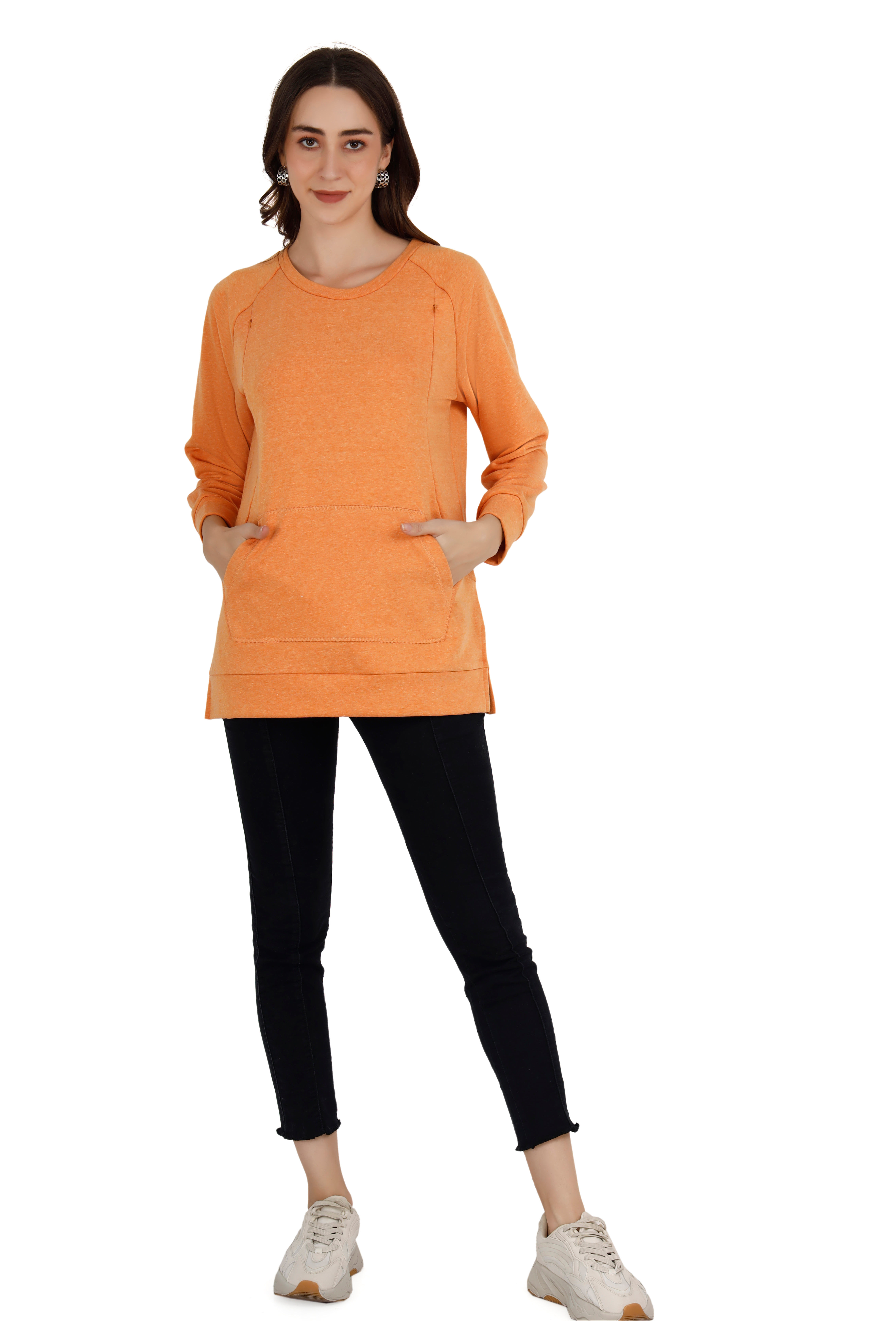 Women's Textured Tangerine Relaxed Sweatshirt thumbnail 3